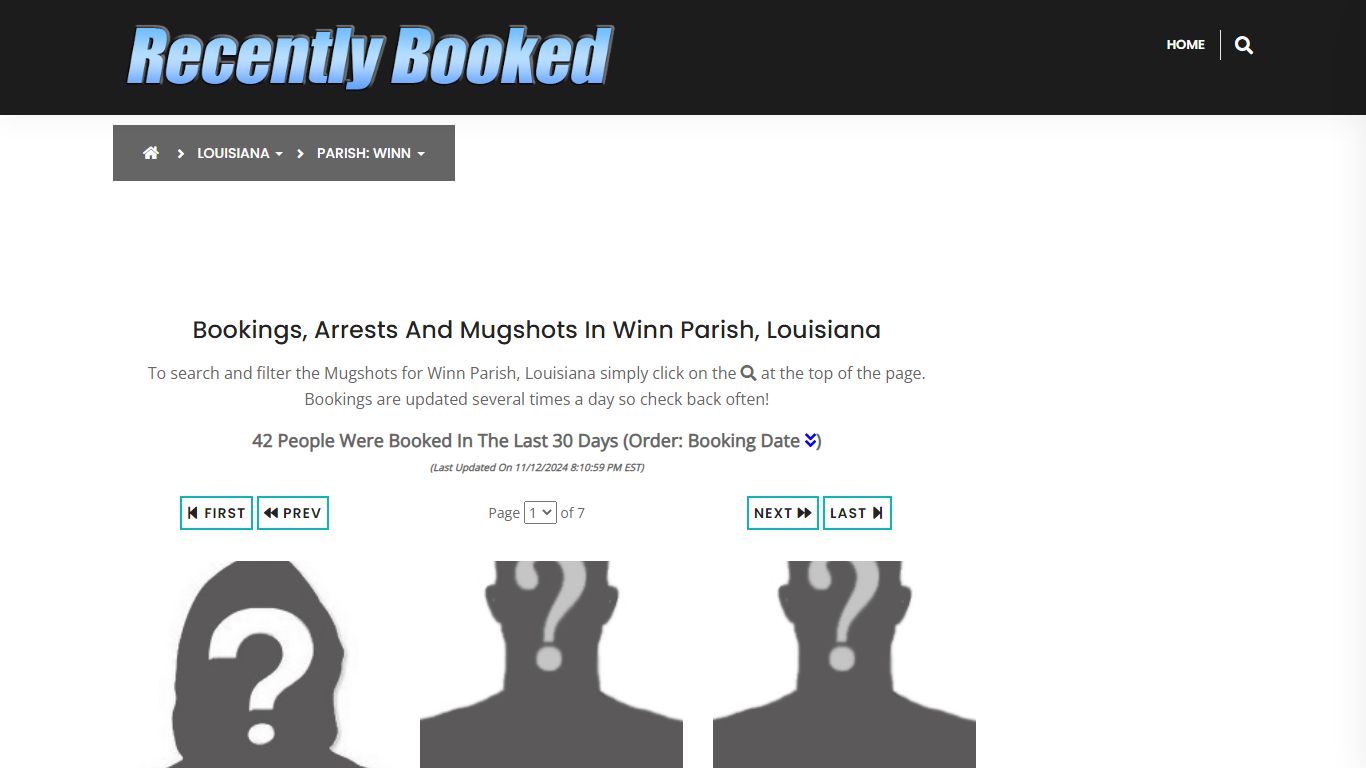 Bookings, Arrests and Mugshots in Winn Parish, Louisiana - Recently Booked