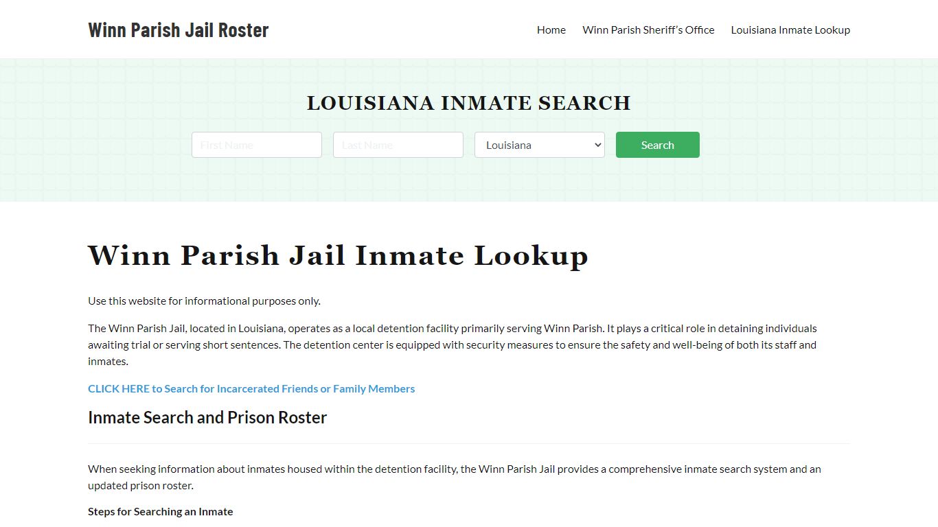 Winn Parish Jail Roster Lookup, LA, Inmate Search